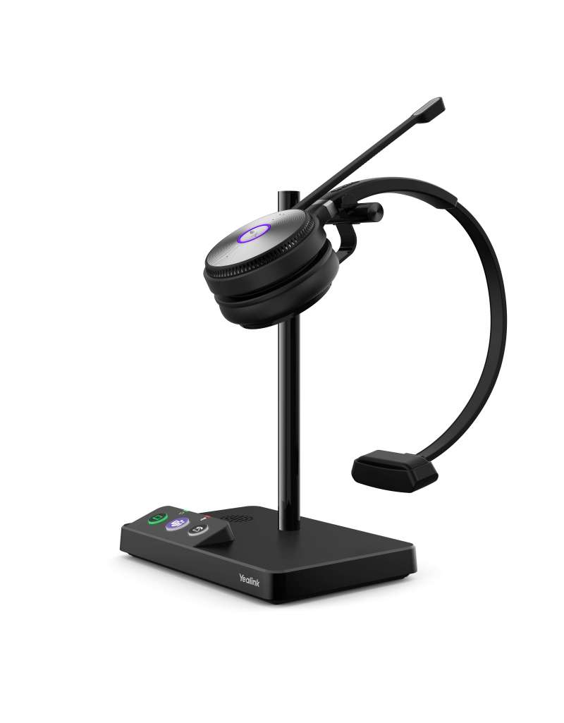 Yealink WH62 Mono UC Headset Trådløs Kontor Callcenter Micro-USB Opladningsstativ Sort