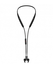 Jabra Evolve 65e kan hænge langs brystet når de ikke er i øret